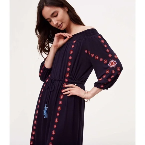 NWOT LOFT Off-Shoulder Embroidered Dress Size M NWOT LOFT Off-Shoulder Embroidered Dress Size M